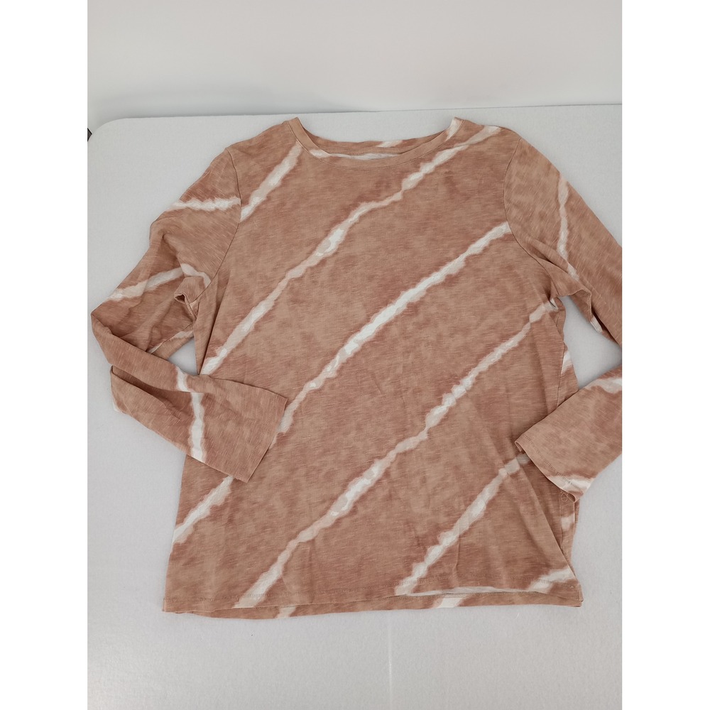Sonoma Goods For Life Long Sleeve Tee Women XL Orange Rust Tie Dye